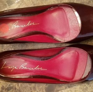 Luiza Barcelos Leather Burgundy Wedges Size 7